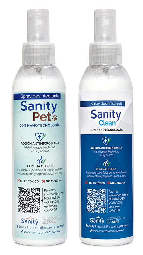 Spray desinfectante Sanity Pet con nanotecnología